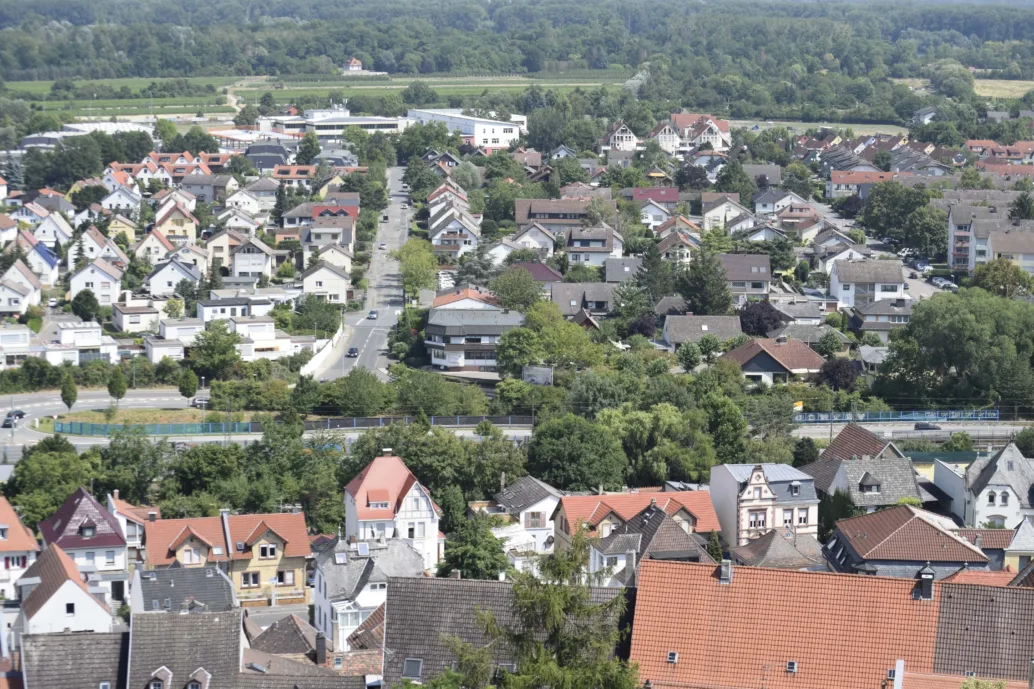 oppenheim stadt Panorama. Oppenheim Vogelperspektive. Blick vom Turm der Katharinenkirche aus.